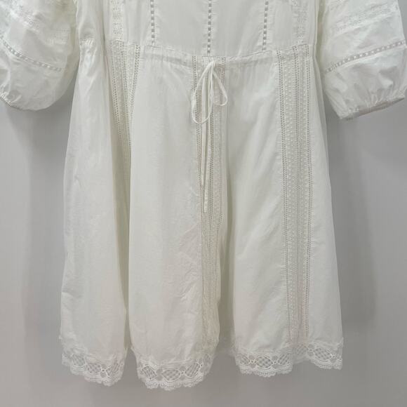 Anthropologie Eri + Ali L Gustavia Dress White Cotton Lace Embroidered Prairie - Picture 8 of 13